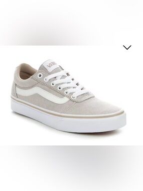 Women’s Vans Canvas Sneakers in Beige with White Stripe- Size 7.5